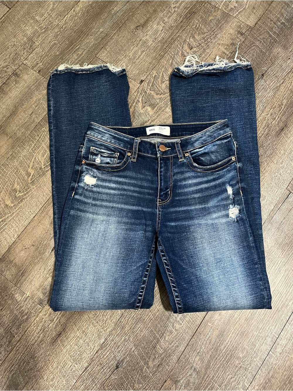 BKE Medium Wash Distressed Boot Cut Jeans